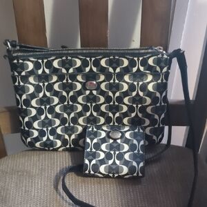 Coach Black and White Patterned Women's Bag With Matching Wallet